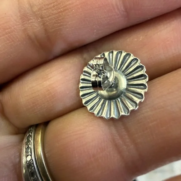 Sterling Silver & Turquoise Navajo Concho Stud Earrings - Picture 5 of 5